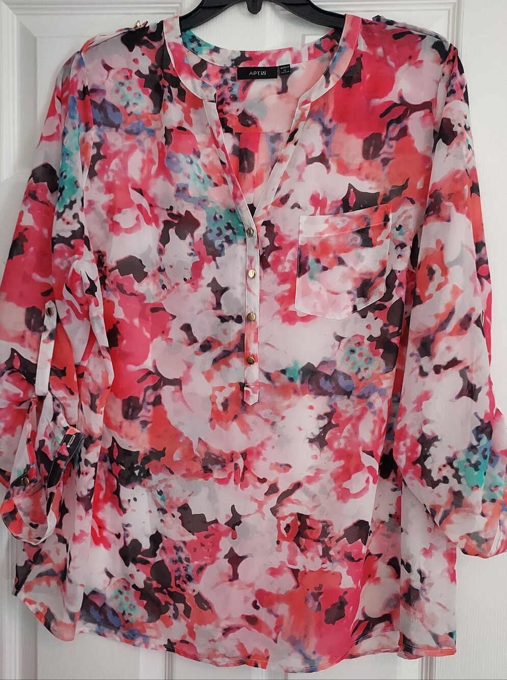 Apt. 9 Multi‑Pink Floral Sheer Blouse